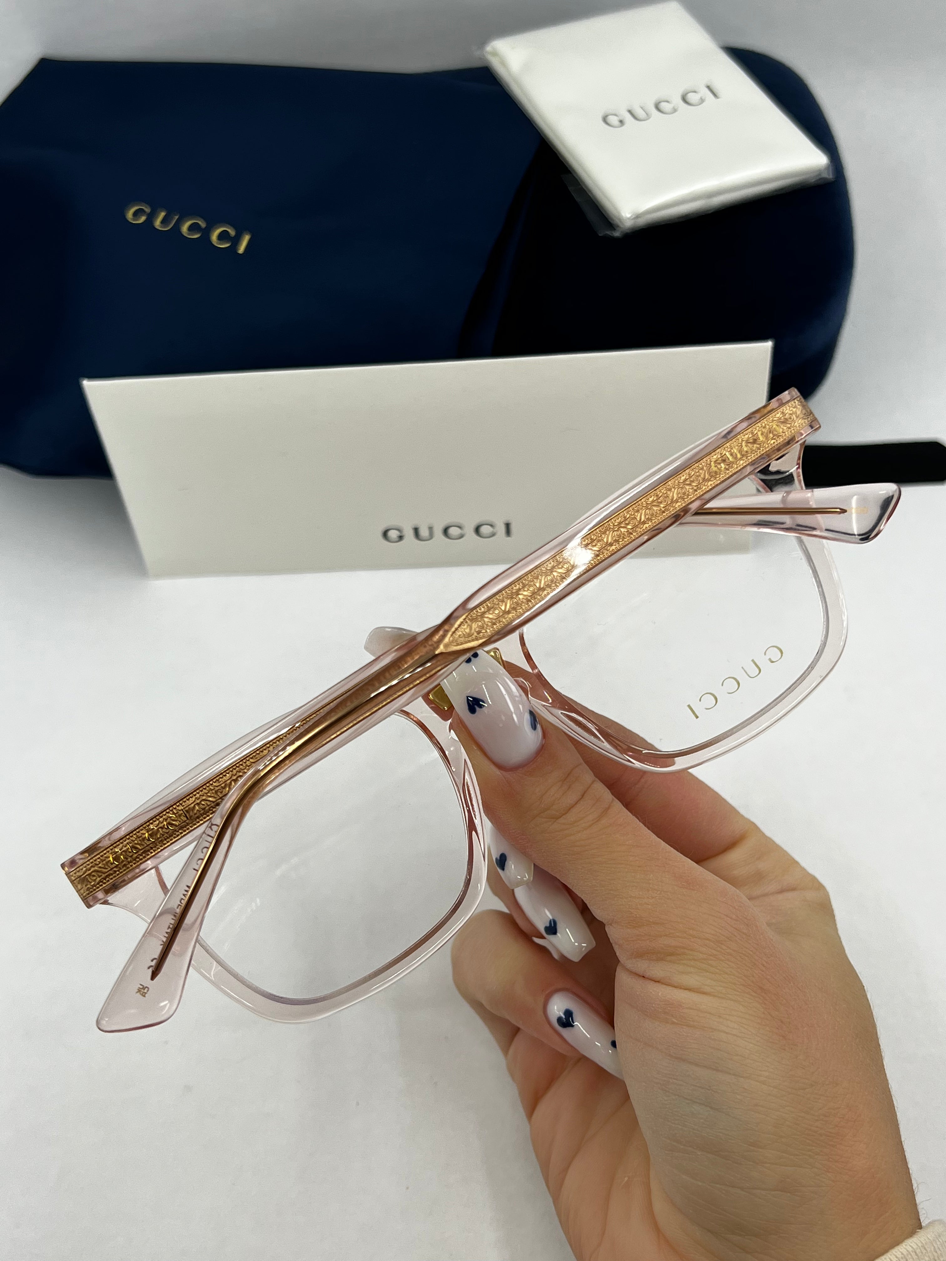 Gucci GG0184O Clear Pink Square Sunglasses for Women - UV Protection Fashion Eyewear - Perfect for Summer, Beach, and Outdoor Activities