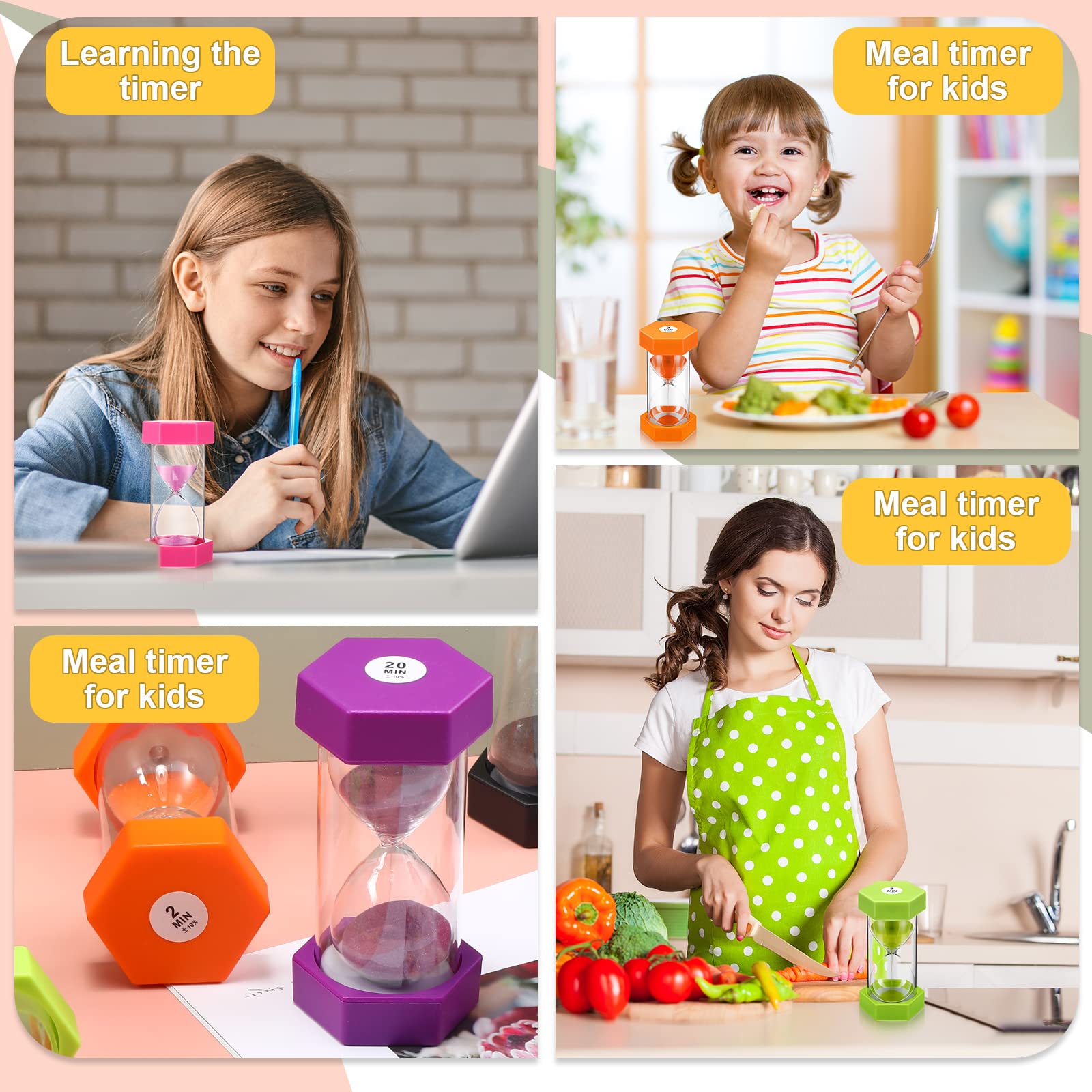 Yunsailing 9-Pack Colorful Sand Timer Set - 1/2/3/5/10/15/20/30/60 Minute Hourglass for Kids, Classroom, Home & Office | Visual Time Management Tool for Brushing Teeth, Cooking, Games & Productivity