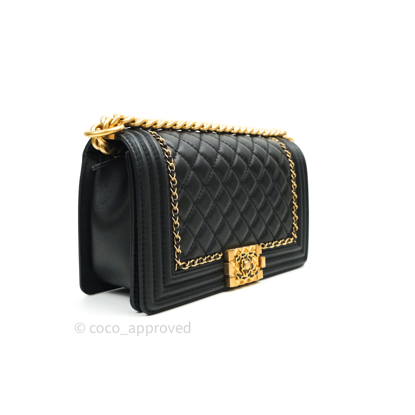 Chanel Boy Quilted Medium Black Calfskin Gold Hardware 20C Bag - Luxury Designer Handbag for Women | Perfect for Evening Events, Parties & Fashion Outfits
