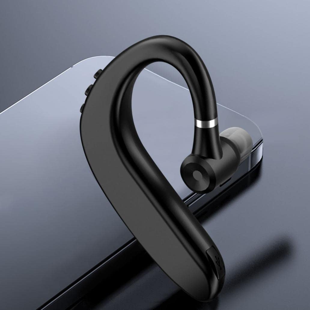 Wireless Bluetooth Headset V5.0 with Built-in Mic - Noise Canceling & Waterproof Earpiece for iPhone/Android - Perfect for Driving, Sports, Business & Office Use (Black)