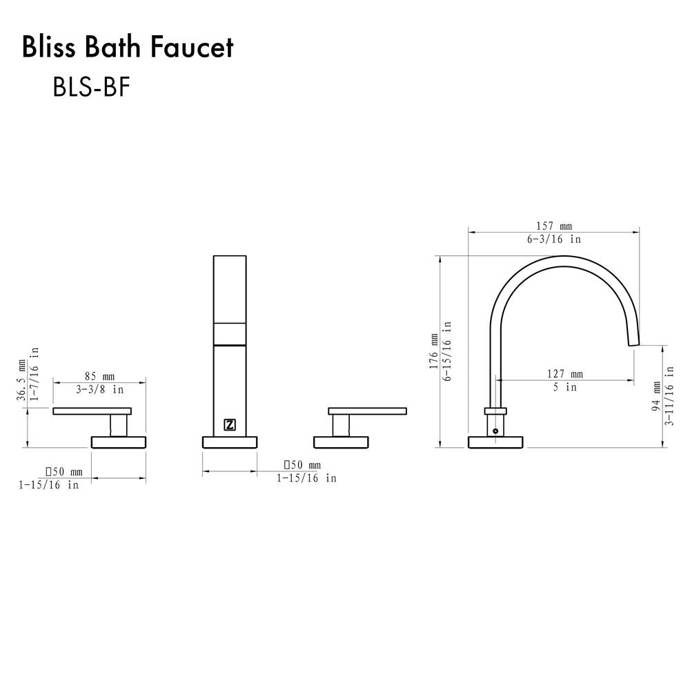 ZLINE Bliss Widespread Bathroom Faucet in Chrome Finish - 8 Inch Centerset - Modern Bathroom Sink Faucet for Vanity, Powder Room & Guest Bath Installation
