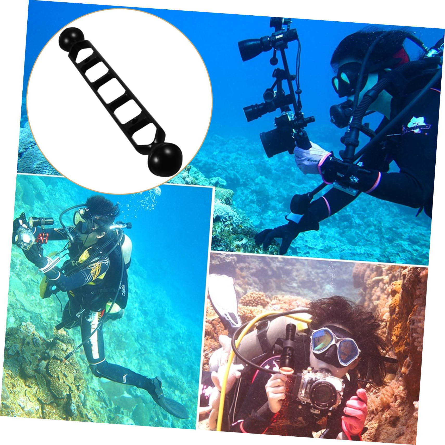 PartyKindom 11-Inch Aluminum Alloy Dual Ball Arm with Diving Fill Light - Perfect for Underwater Photography, Scuba Diving Gear & Professional Video Lighting