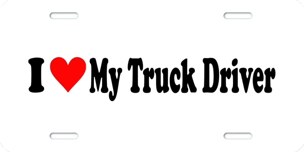 I Heart My Truck Driver Personalized Novelty Aluminum License Plate - 6x12 Inch Custom Vanity Tag for Cars, Trucks & Vans - Perfect Gift for Truckers & Road Enthusiasts | Great for Front Bumper Decoration & Vehicle Personalization