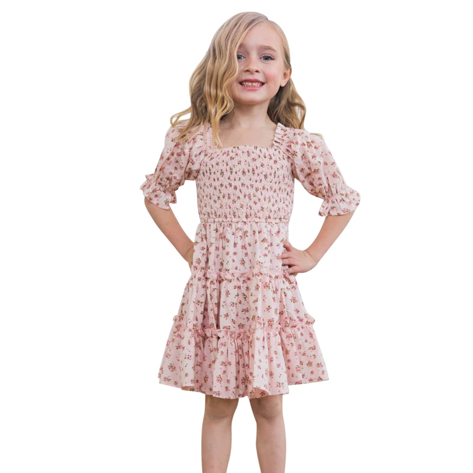Toddler Baby Girl Floral Boho Dress - Spaghetti Strap Pleated Sun Dress for Beach & Summer | Princess Style for Infants & Toddlers | Perfect for Outdoor Play, Vacation & Photo Shoots