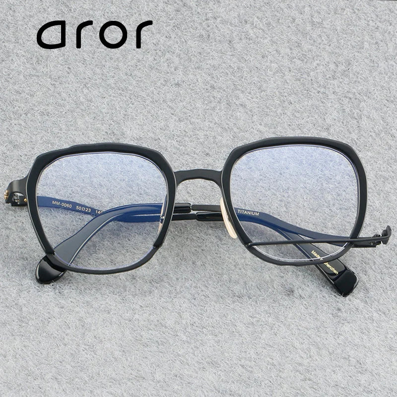 Stylish Aror Unisex Full Rim Square Titanium Acetate Eyeglasses 49460 - Lightweight & Durable Frame for Work, Reading & Everyday Wear