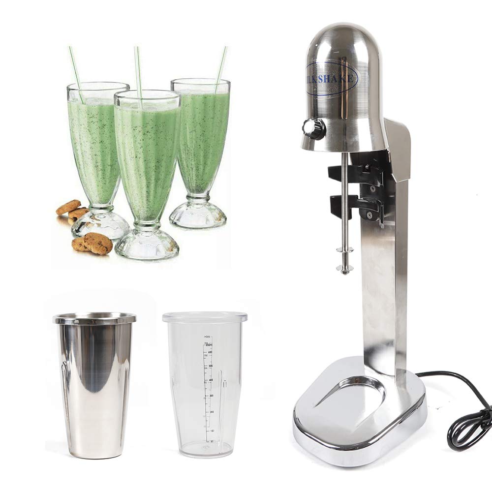 Premium Stainless Steel Commercial Milkshake Maker - 2 Speed Adjustable 110V Blender for Protein Shakes, Smoothies & Soda Fountain Drinks - Perfect for Restaurants, Cafes & Home Kitchens (US Stock)