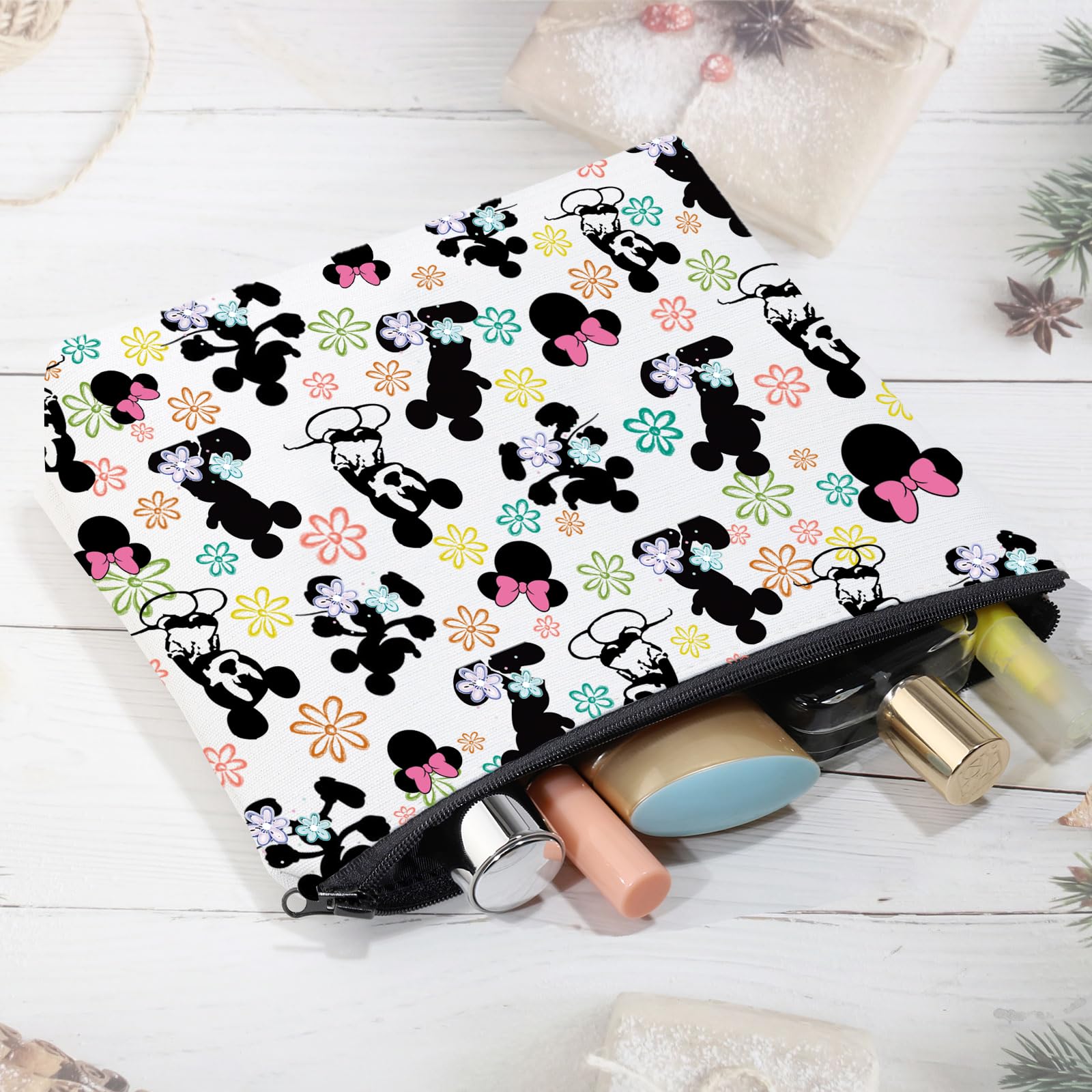 CMNIM Cartoon Mouse Makeup Bag - Cute Cosmetic Pouch for Women, Perfect Gift for Mouse Lovers - Travel Toiletry Case & Magic Mouse Accessory - Ideal for Daily Makeup Storage, Travel Essentials, and Disney-Themed Gifts