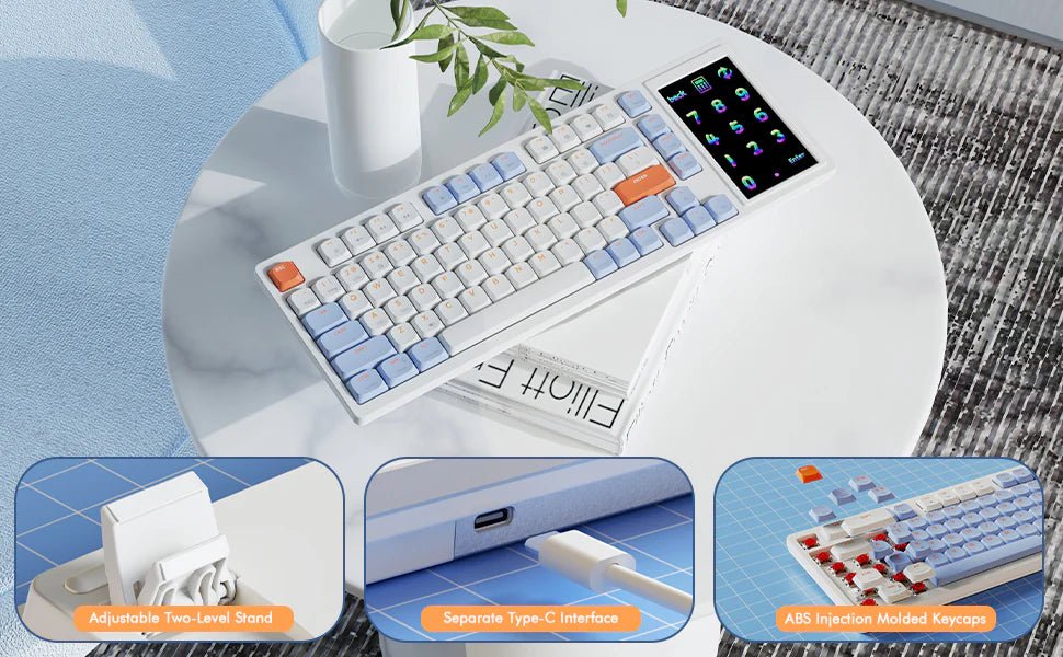 Ajazz AKP815 RGB Mechanical Gaming Keyboard - Wired, Blue & White, Brown Switches - Perfect for Gaming, Typing & Office Work