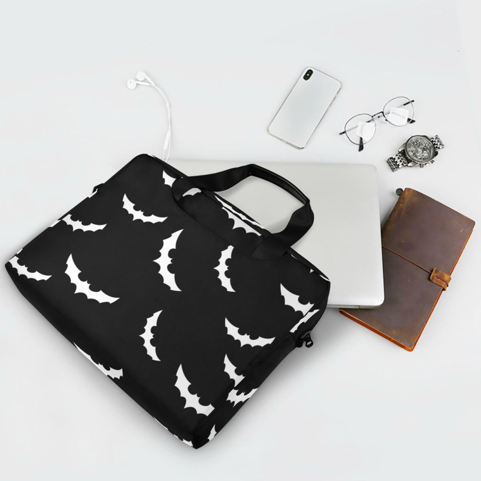 Gothic Bats Halloween Laptop Sleeve 15.6 Inch - Waterproof Computer Briefcase for Women & Men - Perfect for Work, School & Travel
