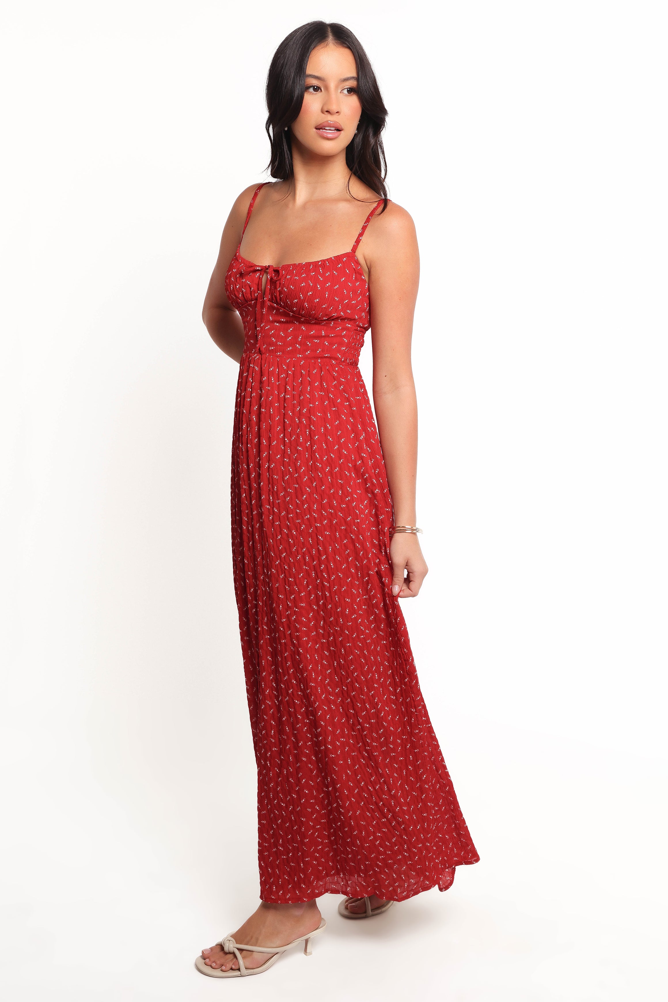 Ariadne Midi Dress for Women - Elegant Red Flowy Summer Dress for Casual Outings, Date Nights & Beach Vacations