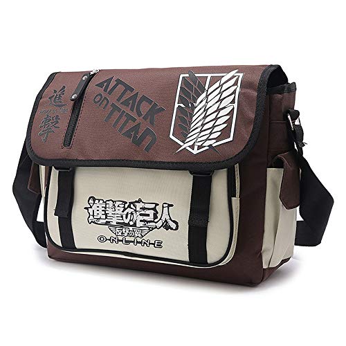 ASLNSONG Attack on Titan Anime Shoulder Bag - Stylish Japanese School Messenger Crossbody Pack for Cosplay, School & Travel