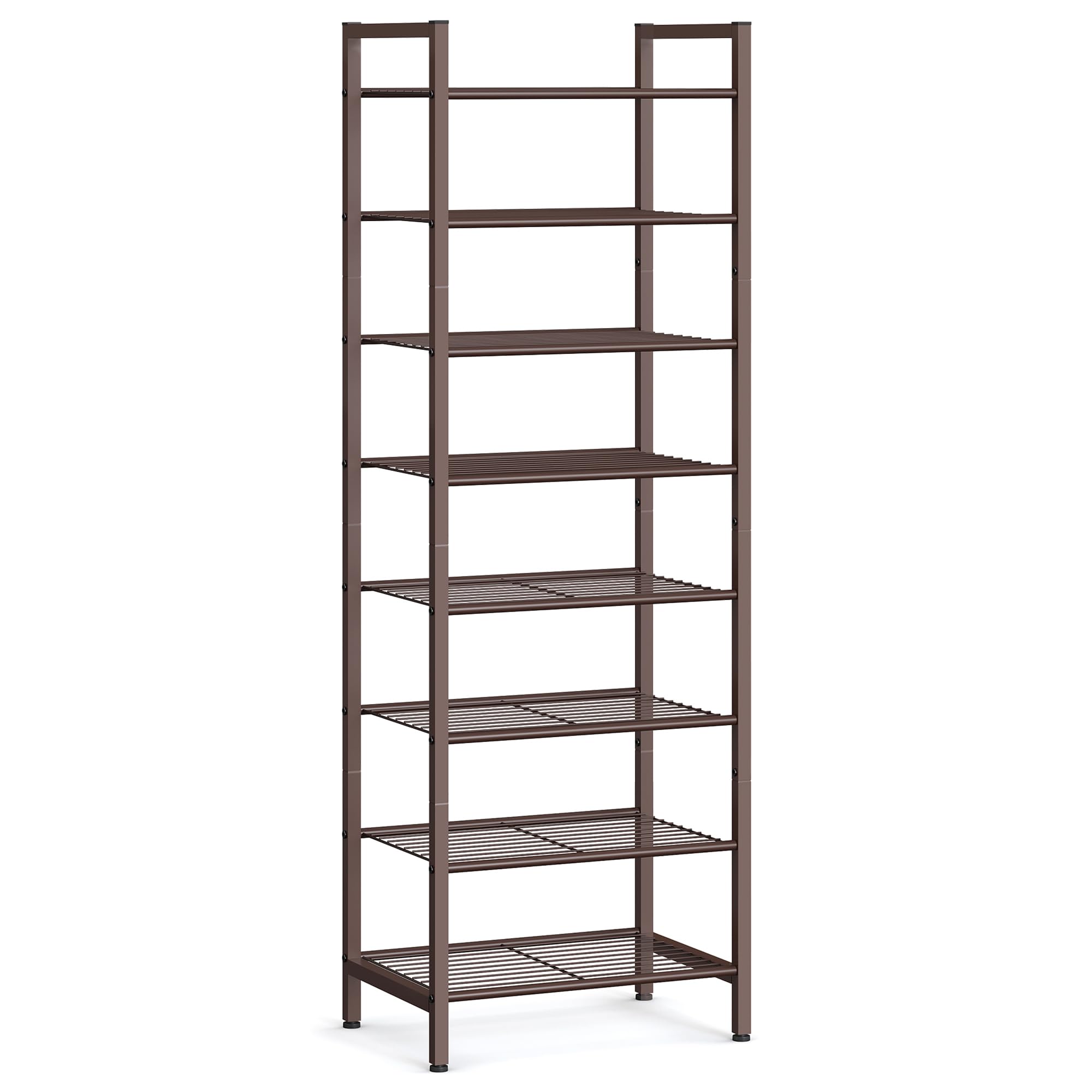 SONGMICS 8-Tier Narrow Shoe Rack - Slim Metal Shoe Storage Organizer for Small Spaces, Entryway & Closet | Sturdy Bronze Shelf for Shoes, Boots & Sneakers | Perfect for Apartments, Dorms & Tight Spaces
