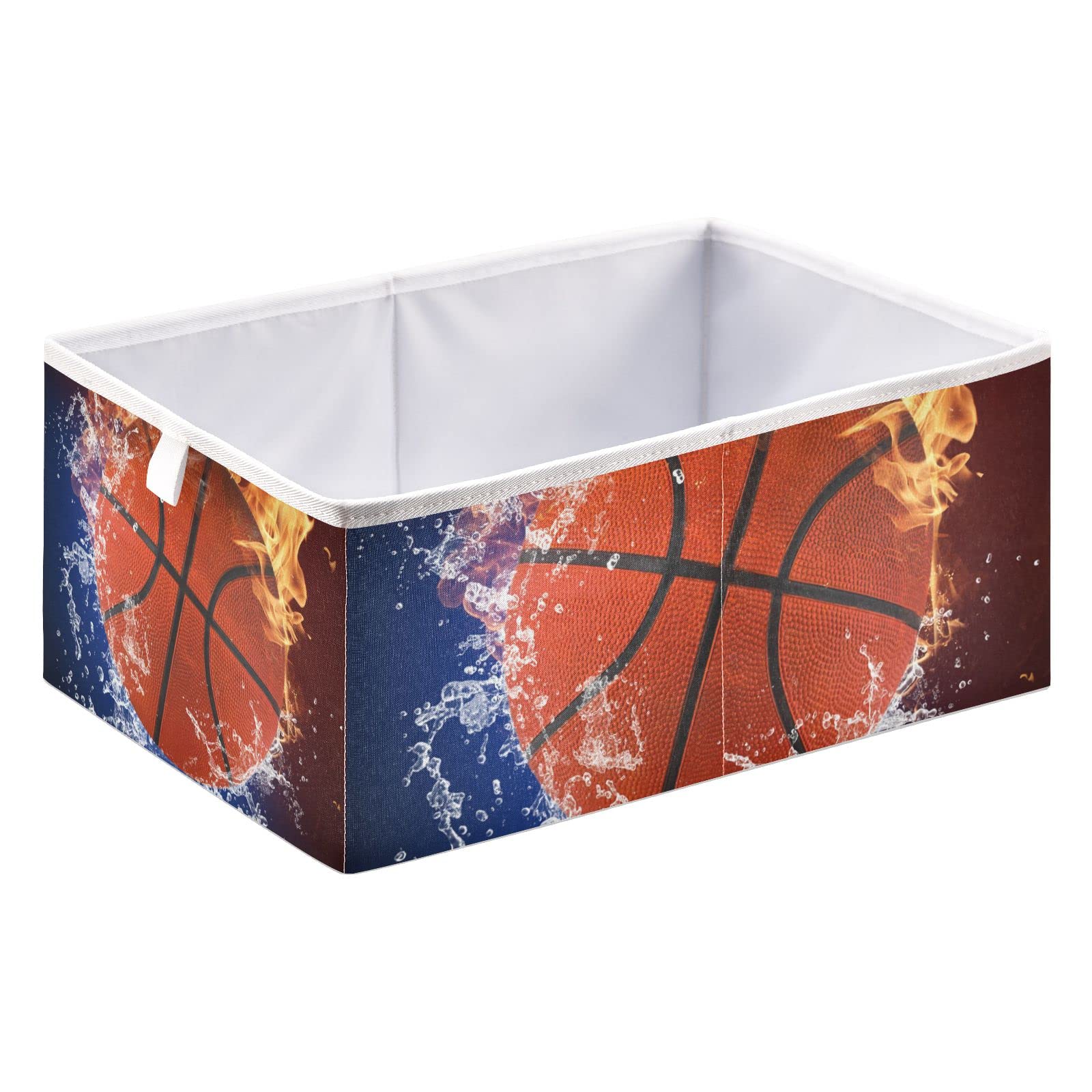 Collapsible Rectangular Storage Basket - Large Toy Organizer Bin for Basketball, Shelves, Closet & Nursery | Space-Saving Home Organization Solution for Kids' Toys, Sports Gear & Household Items
