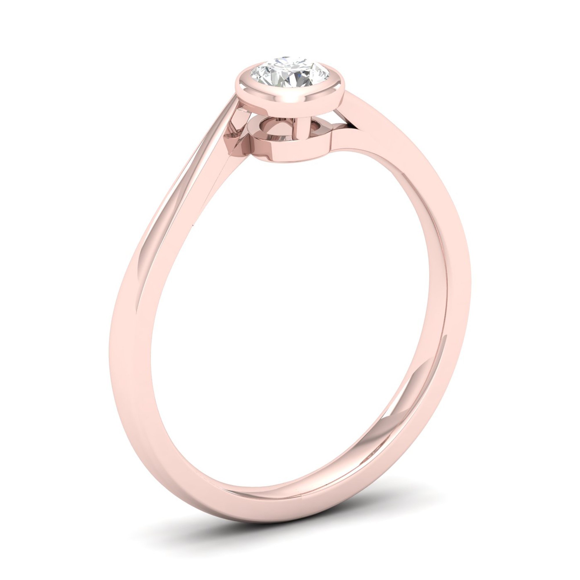 10K Gold 1/5Ct TDW Diamond Bezel Set Solitaire Bypass Promise Ring for Women - I-J Color I2 Clarity Engagement Ring, Wedding Band, Anniversary Gift, Valentine's Day Present