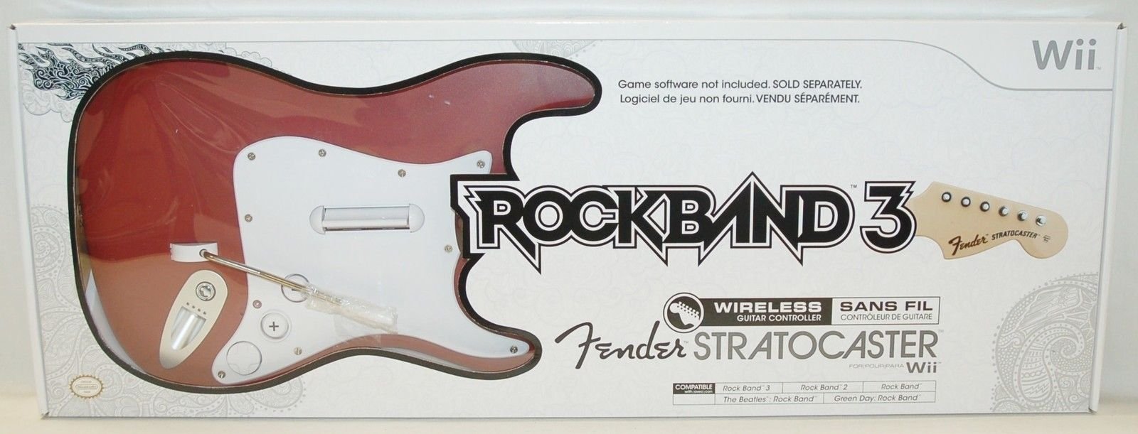 Mad Catz Rock Band 3 Wireless Fender Stratocaster Guitar Controller for Wii & Wii U - Red | Compatible with Rock Band Games, Perfect for Gaming Parties & Music Simulation
