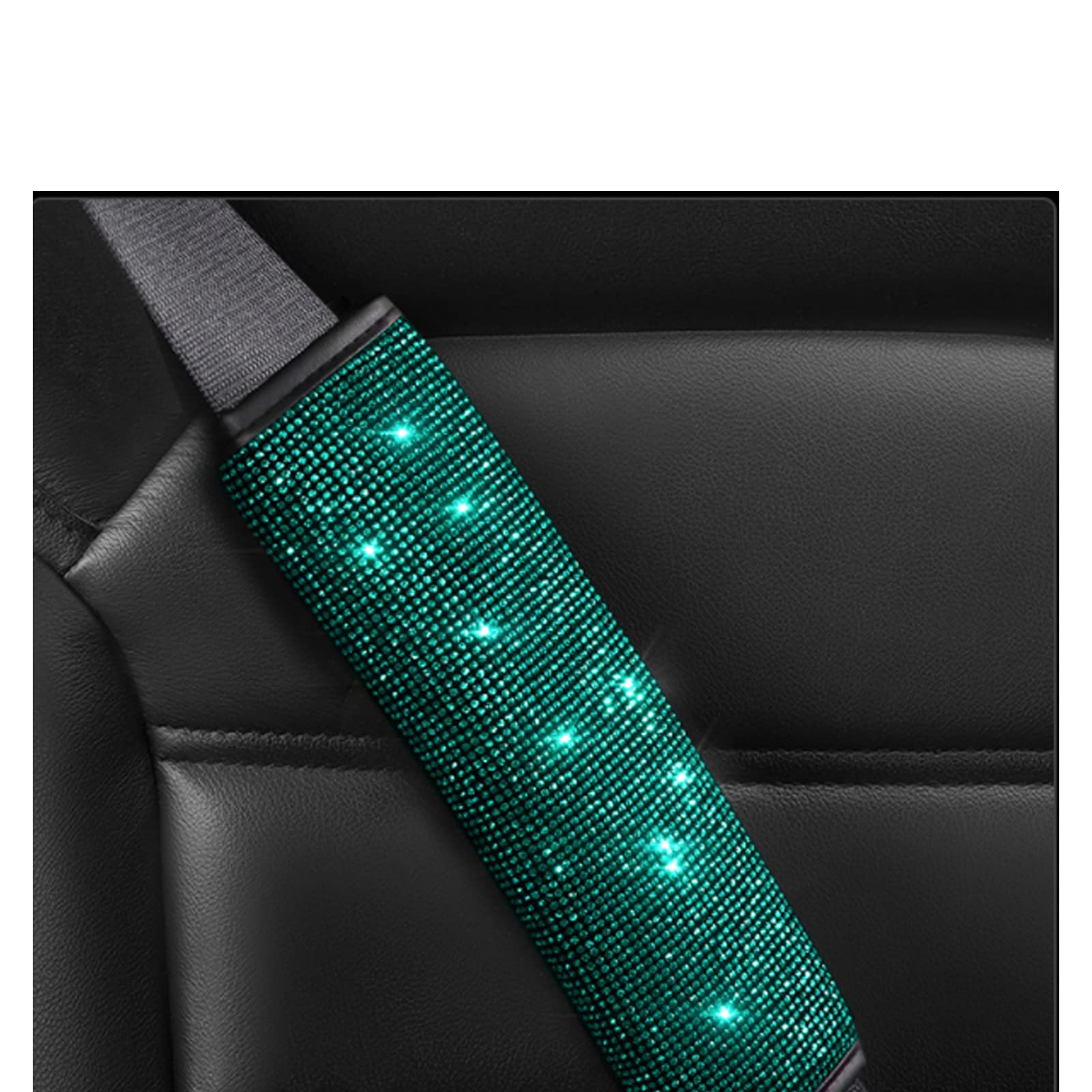 4 Packs Crystal Diamond Seat Belt Shoulder Pads - Bling Bling Car Safety Belt Covers for Women & Girls | Sparkly Auto Accessories for Comfort & Style (Green, 4 Pcs) - Perfect for Commuting, Road Trips & Car Decor
