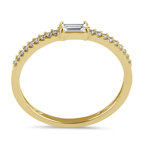 14K Solid Gold Dainty Baguette CZ Stackable Ring for Women - Elegant Minimalist Jewelry for Everyday Wear, Stacking Rings for Layering, Gift for Her