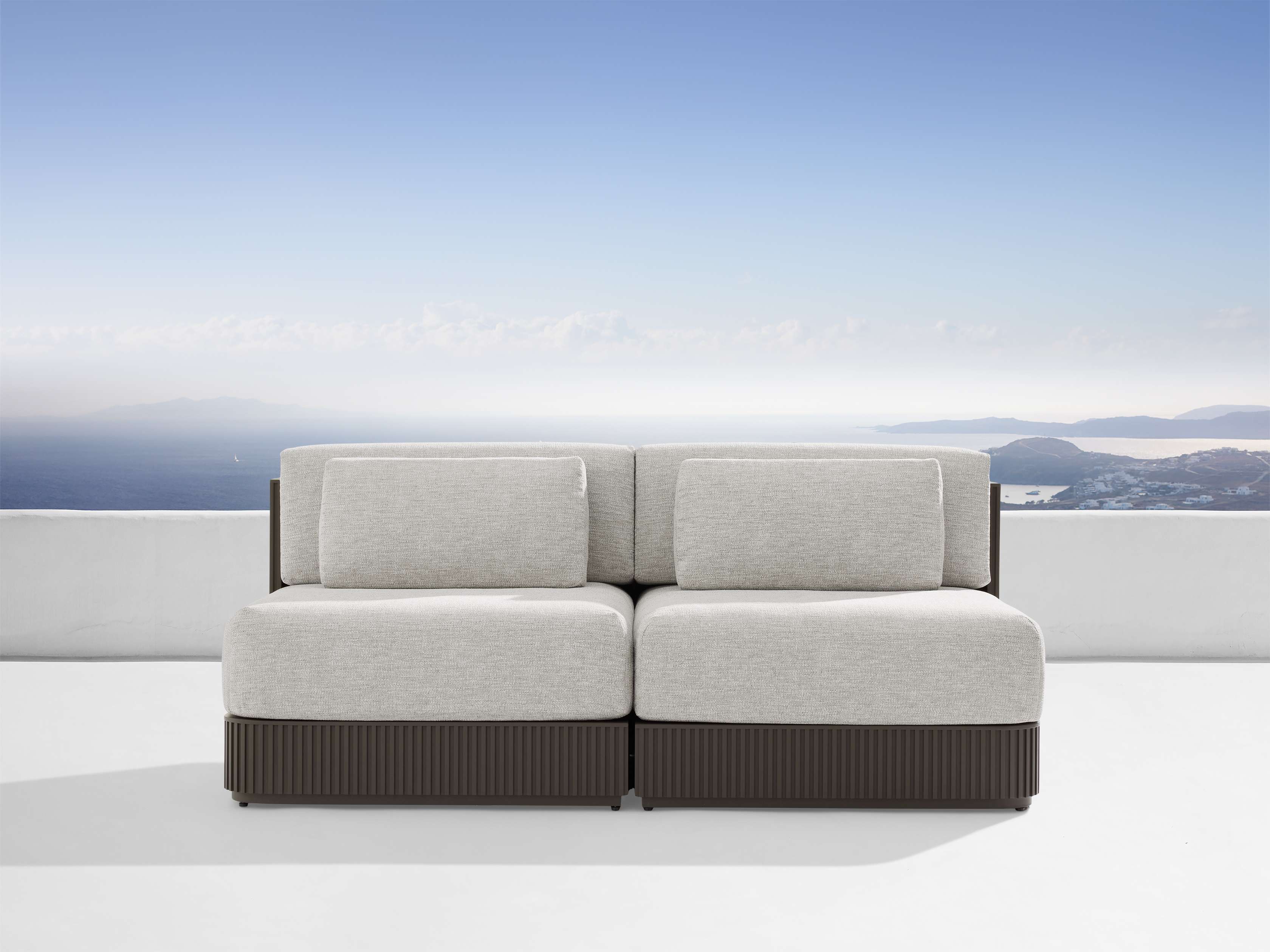 Beaumont Outdoor Aluminum Two Piece Modular Sofa Set - Durable & Weather-Resistant Patio Furniture for Garden, Poolside, and Backyard Relaxation