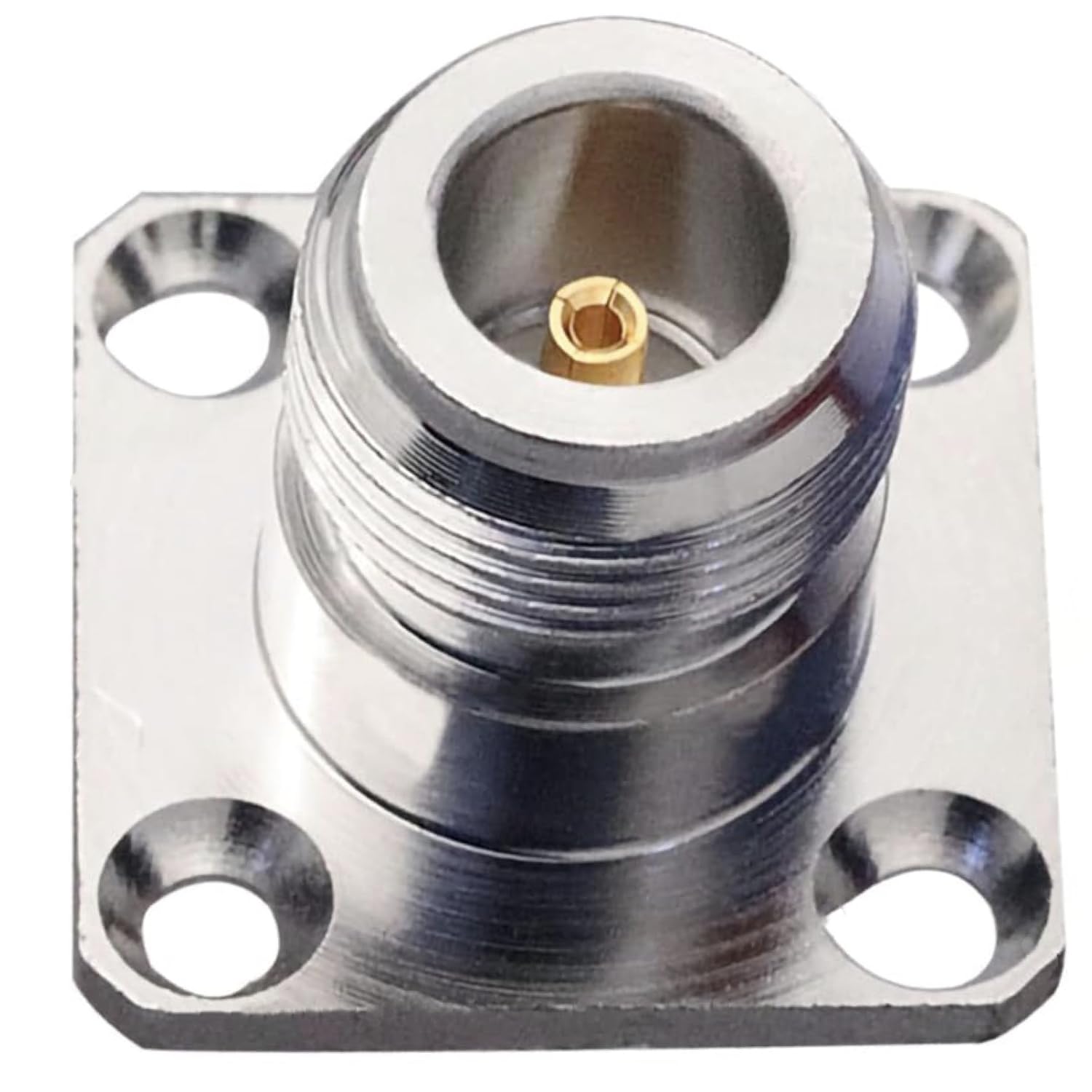 High-Quality N-Type Socket - Nickel & Gold Plated Copper Center, Solder Type with 4 Mounting Holes (4-Pack) for PCB, Chassis & Back Panels - Perfect for RF, Antenna & Telecom Equipment Installation