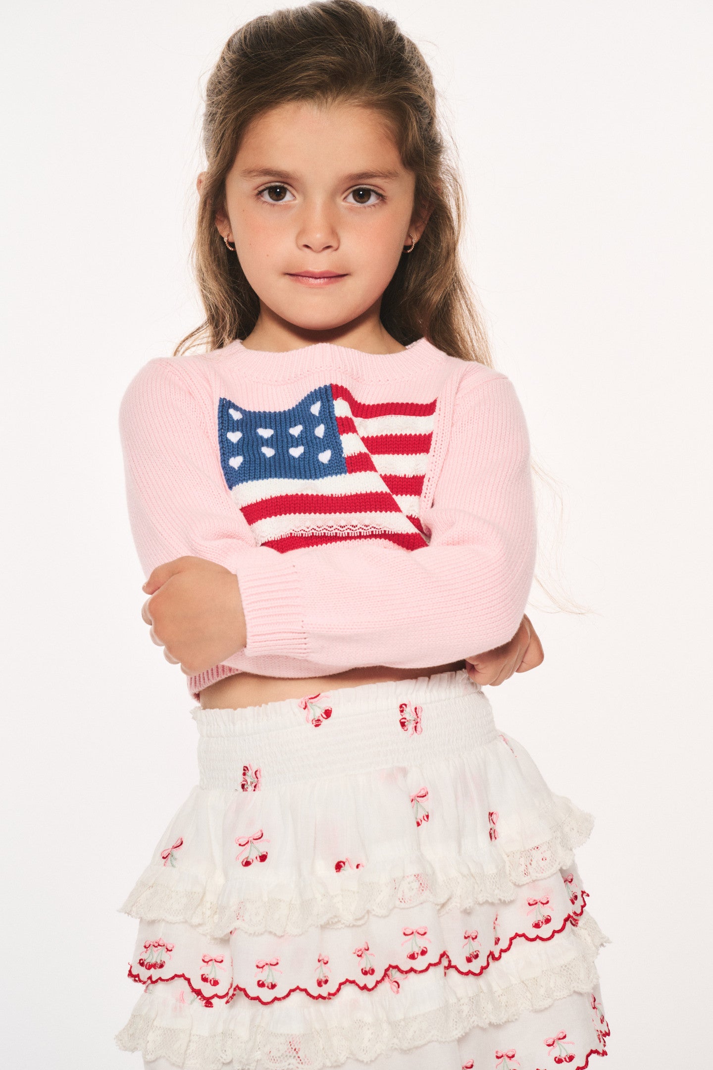 Girls Viennetta Cotton Flag Sweater - Soft & Stylish Knit Pullover for Kids | Perfect for School, Playdates & Family Outings