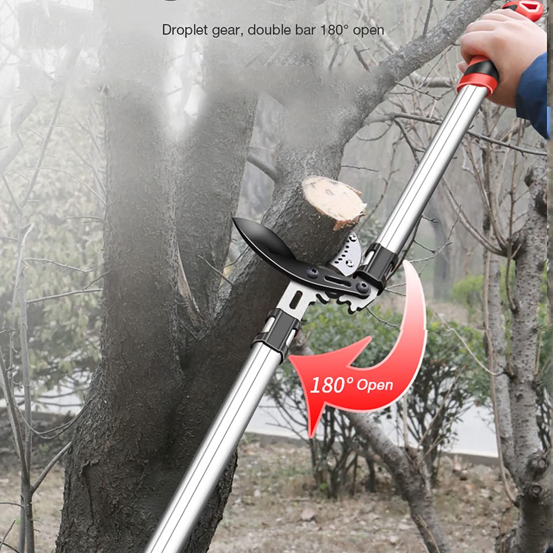 Professional Garden Hedge Shears & Tree Lopper Pruner - Telescopic Extending Branch Cutter for Gardening & Landscaping - Perfect for Trimming Hedges, Shrubs, and Tree Branches (Red)