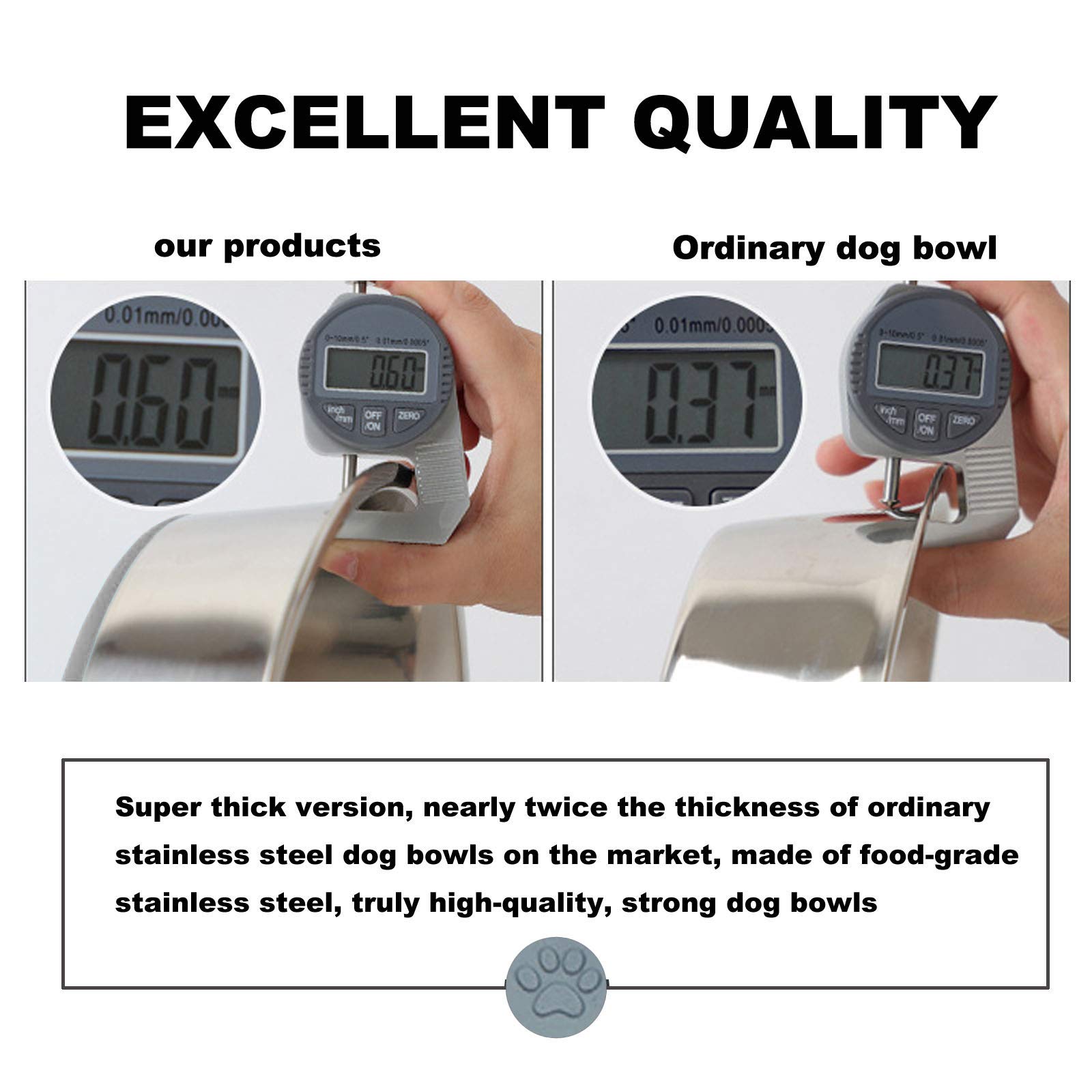 SUOXX Heavy Duty Stainless Steel Dog Bowls - 2500ml Large Non-Slip Pet Food & Water Bowl with Silicone Base (XL 25.5cm) - Perfect for Large Breed Dogs, Outdoor Feeding & Travel Use