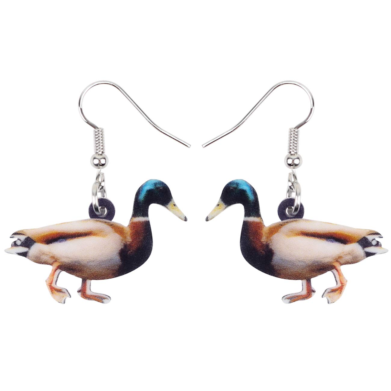 DOWAY Cute Acrylic Mandarin Duck Earrings for Women - Drop Dangle Quacker Duck Jewelry, Funny Farm Animal Party Gifts for Girls (Perfect for Birthday Parties, Cosplay, and Kawaii Fashion Accessories)