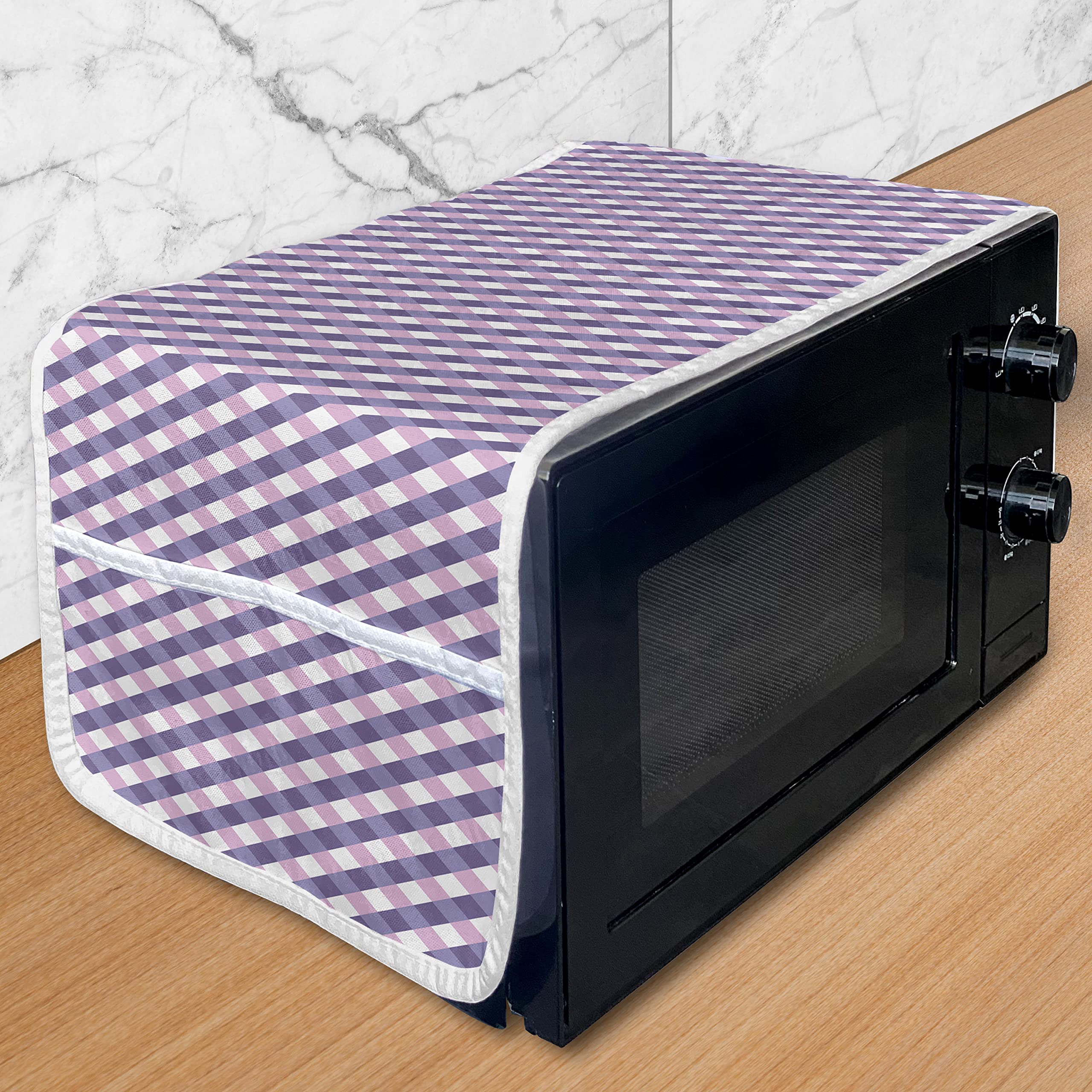 Ambesonne Microwave Cover - Waterproof Geometric Diamond Stripe Design, 36