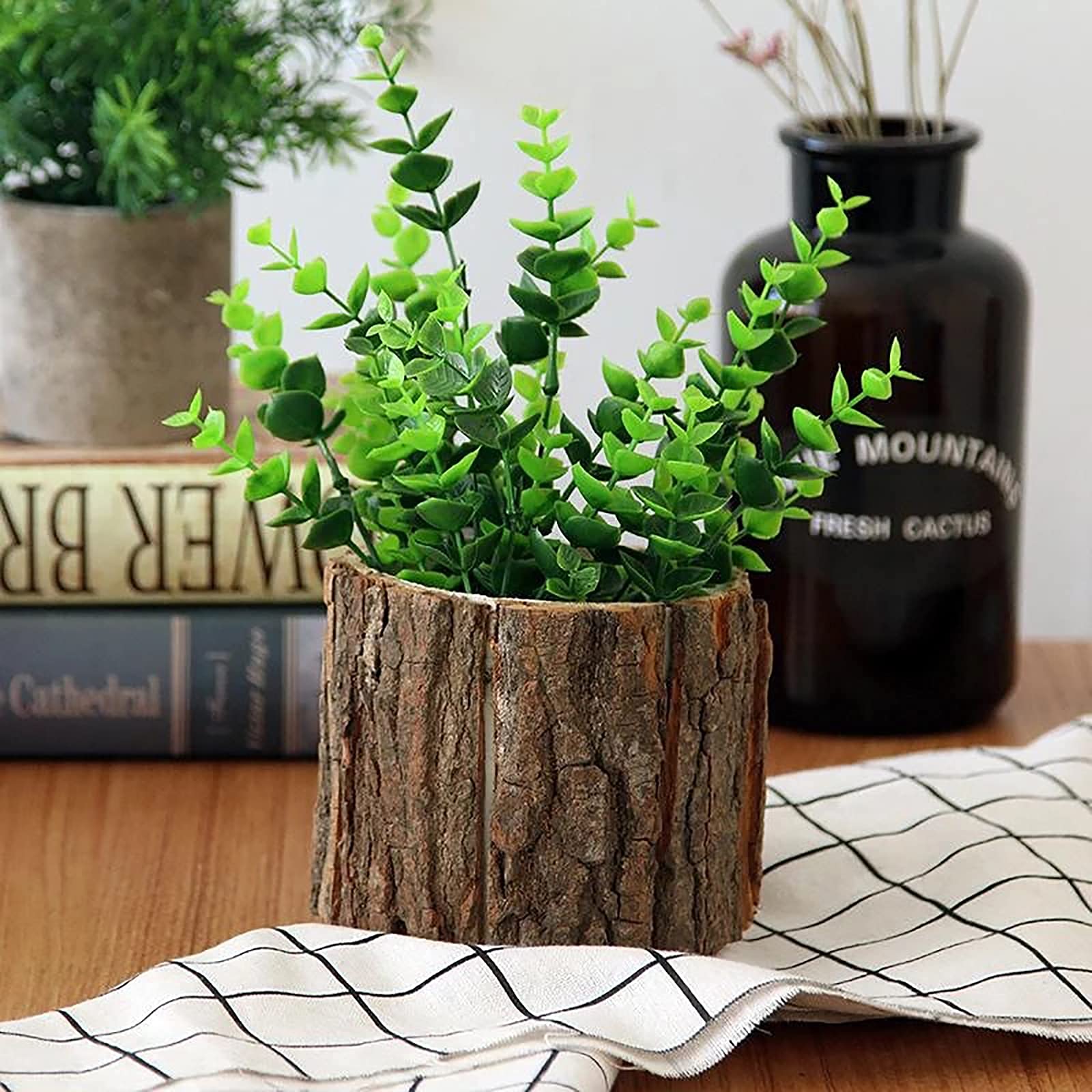 Camphor Wood Vertical Log Planter - Small Rustic Succulent & Flower Pot for Indoor/Outdoor Garden Decor (7x5 inch) - Perfect for Windowsills, Balconies & Patio Plant Displays