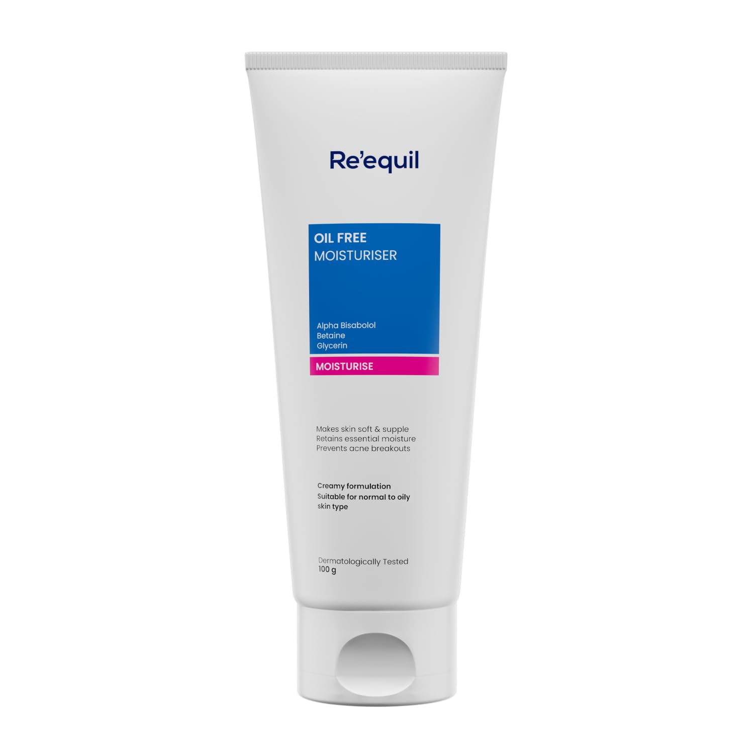 RE' EQUIL Oil-Free Face Moisturizer for Acne-Prone Skin | Lightweight Hydrating Moisturizer for Normal, Oily & Combination Skin | Non-Greasy Formula Prevents Breakouts & Retains Moisture | 100g | Perfect for Daily Skincare Routine & Travel-Friendly Size