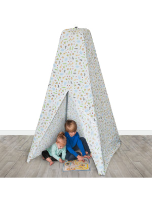 White Safari Teepee Tent for Jolly Jumper with Super Stand - Kids Play Tent for Indoor & Outdoor Fun, Nursery Decor, Birthday Parties & Playroom Adventures