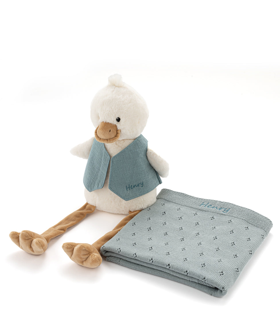 Big Bill & Pointelle Blanket Bundle - Soft Blue Cozy Knit Blankets for Bed, Couch & Travel - Perfect for Home Decor, Gifts and Cold Weather Comfort