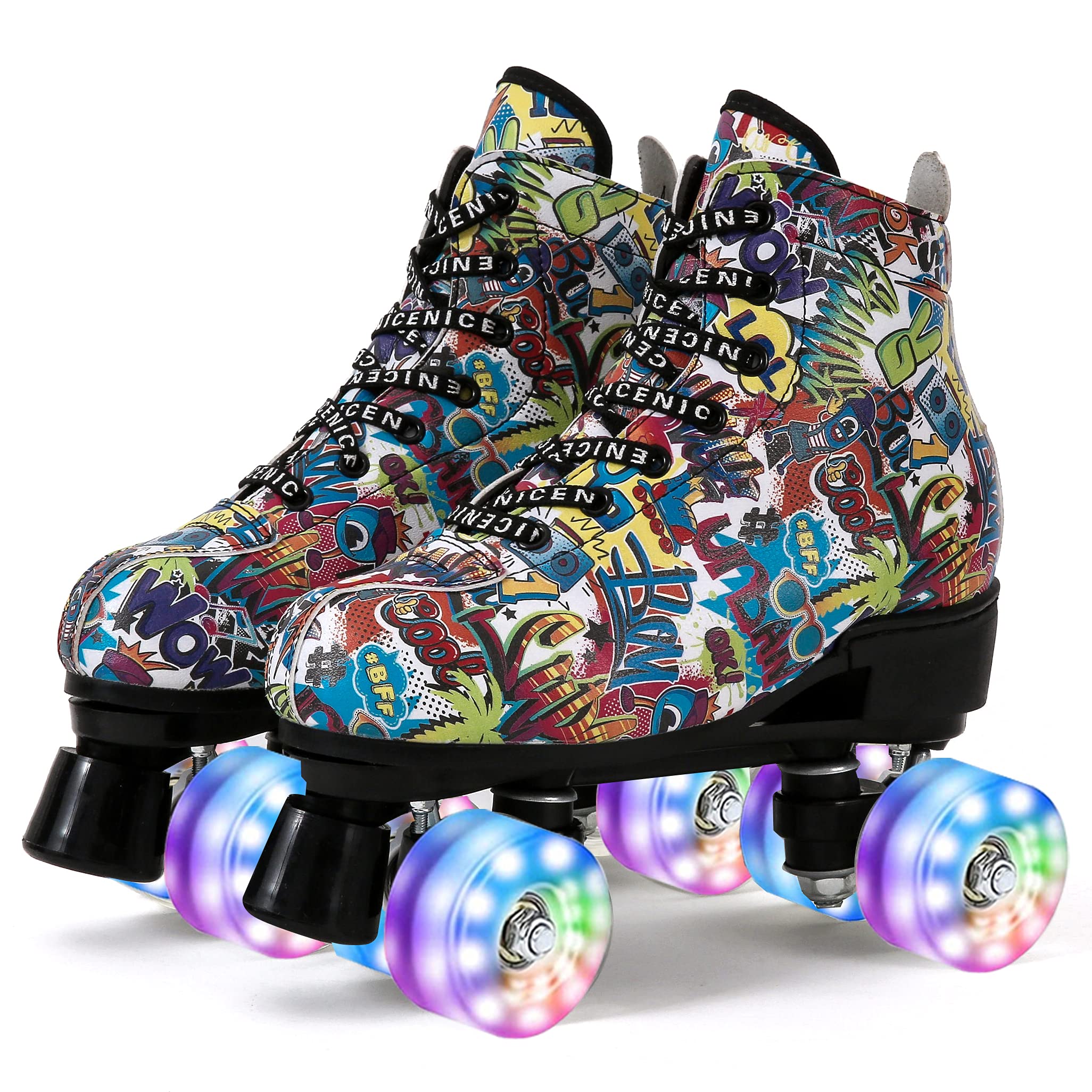 Women's Light Up Quad Roller Skates for Beginners - Indoor & Outdoor Roller Skating Shoes with LED Wheels | Perfect for Rink, Park, Street Skating & Fun Exercise