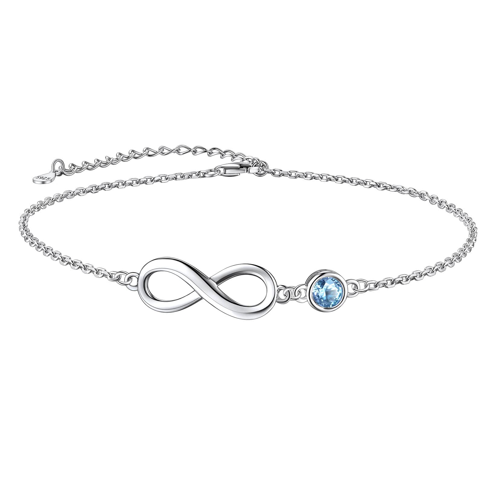 Suplight 925 Sterling Silver Infinity Birthstone Anklet - Dainty Crystal Foot Chain Bracelet for Women with Gift Box | Perfect for Birthdays, Anniversaries & Everyday Elegant Wear