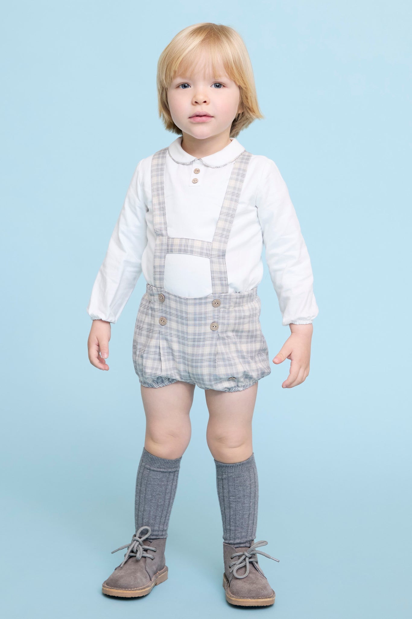 Ethan Stone Tartan Shirt & Jumper Pants with Suspenders - Vintage Scottish Style Outfit for Men, Perfect for Casual Wear, Cosplay, and Themed Parties