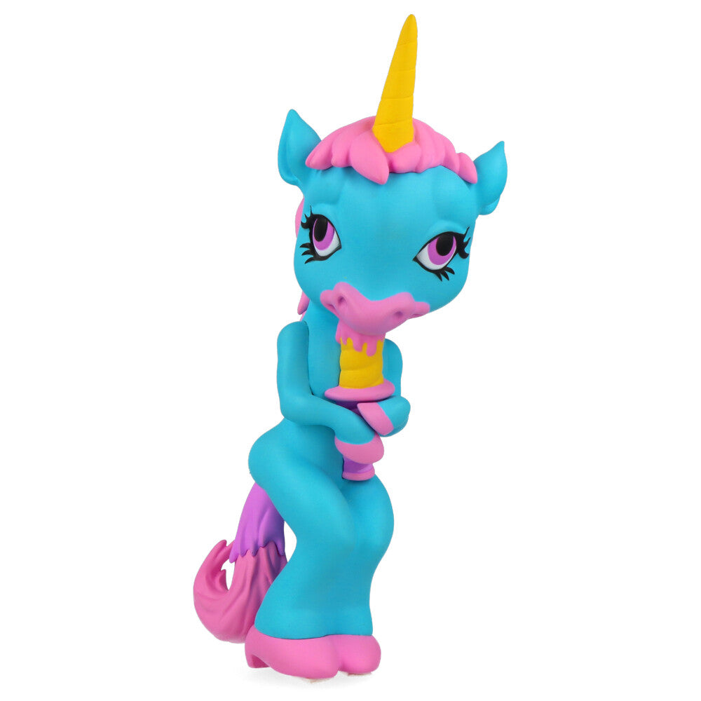 Ron English Forlorn Unicorn Blue Vinyl Art Toy - Collectible Pop Surrealism Figure for Home Decor & Art Display
