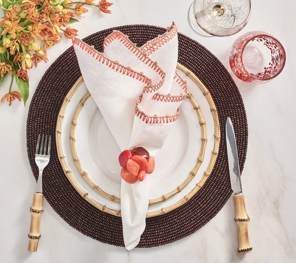Elegant Knotted Edge Napkins Set of 4 - Premium Cotton Table Linens for Dinner Parties, Weddings & Home Decor