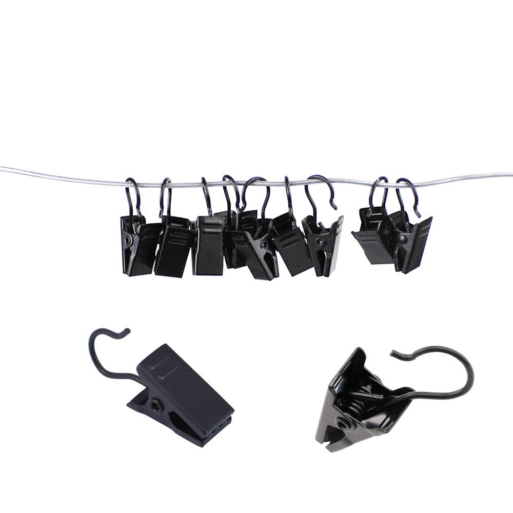 AKOAK 50 Pack Small Metal Curtain Clips - Black Hooks for Hanging Curtains, Photos, Artwork & Home Decor | Perfect for DIY Crafts, Gallery Walls & Window Treatments