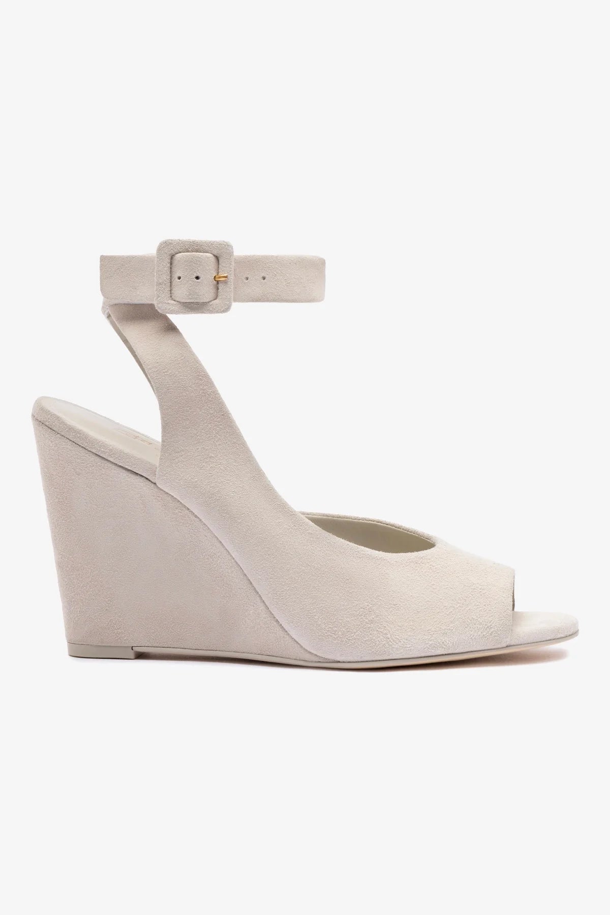Deena By Larroudé Women's Wedge Sandals in Mushroom Grey Suede - Comfortable Summer Casual Shoes for Beach, Vacation & Everyday Wear