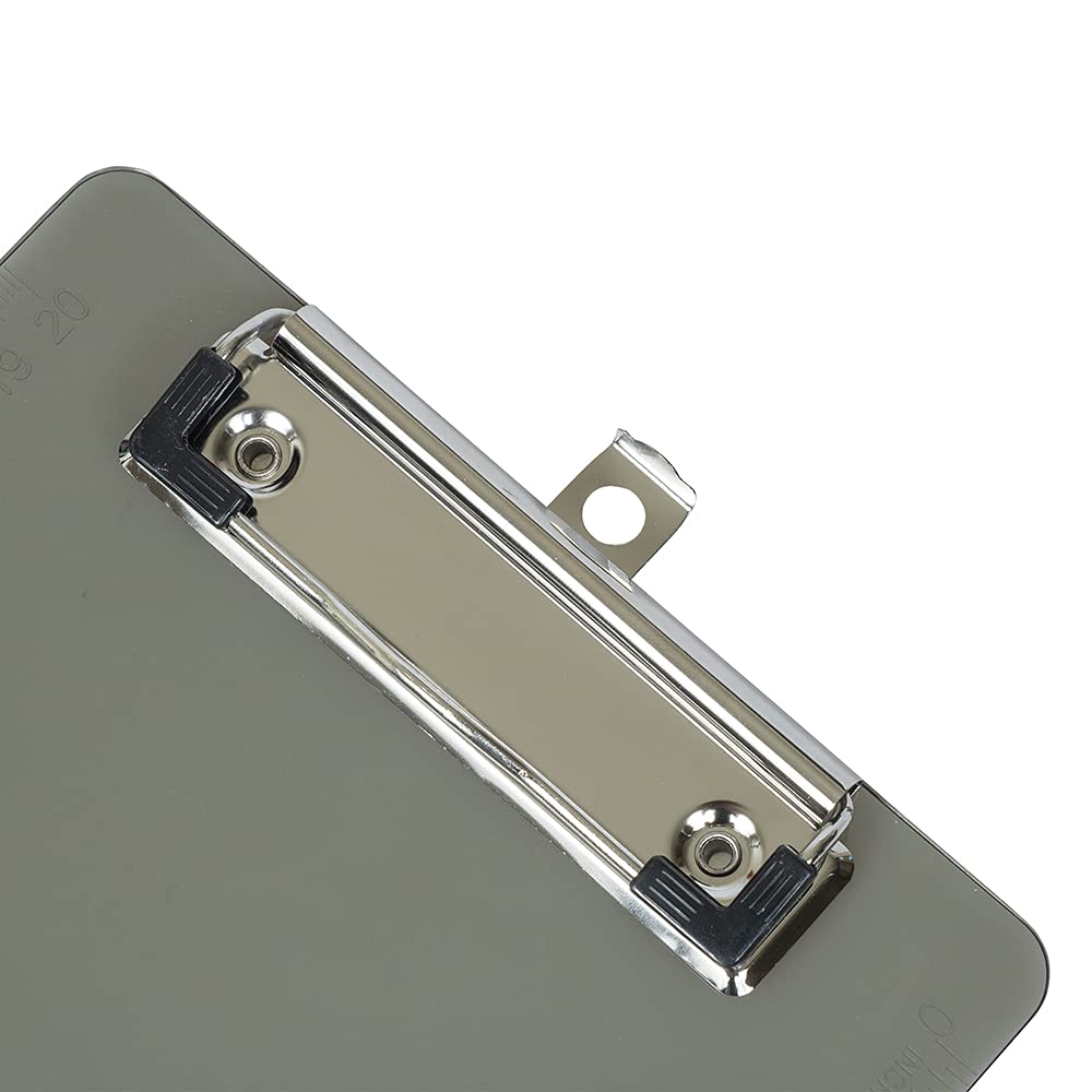 JAM PAPER Small Plastic Memo Clipboards with Low Profile Metal Clip - Mini (6 x 9 Inches) - Smoke Grey - Pack of 12 - Perfect for Office, School, and Home Organization