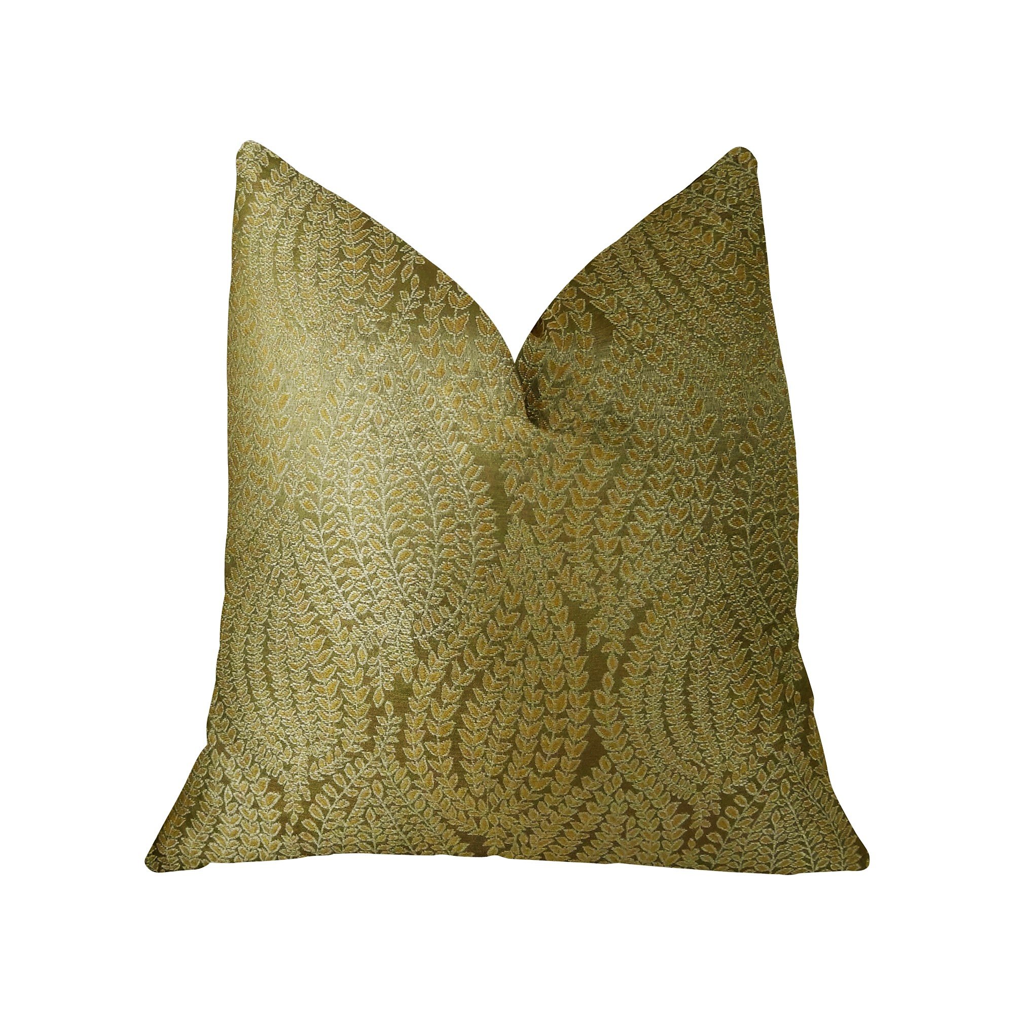 Plutus Leaf Pod Handmade Throw Pillow 16x16 Inch - Gold Bohemian Decorative Cushion for Living Room, Bedroom & Sofa Decor