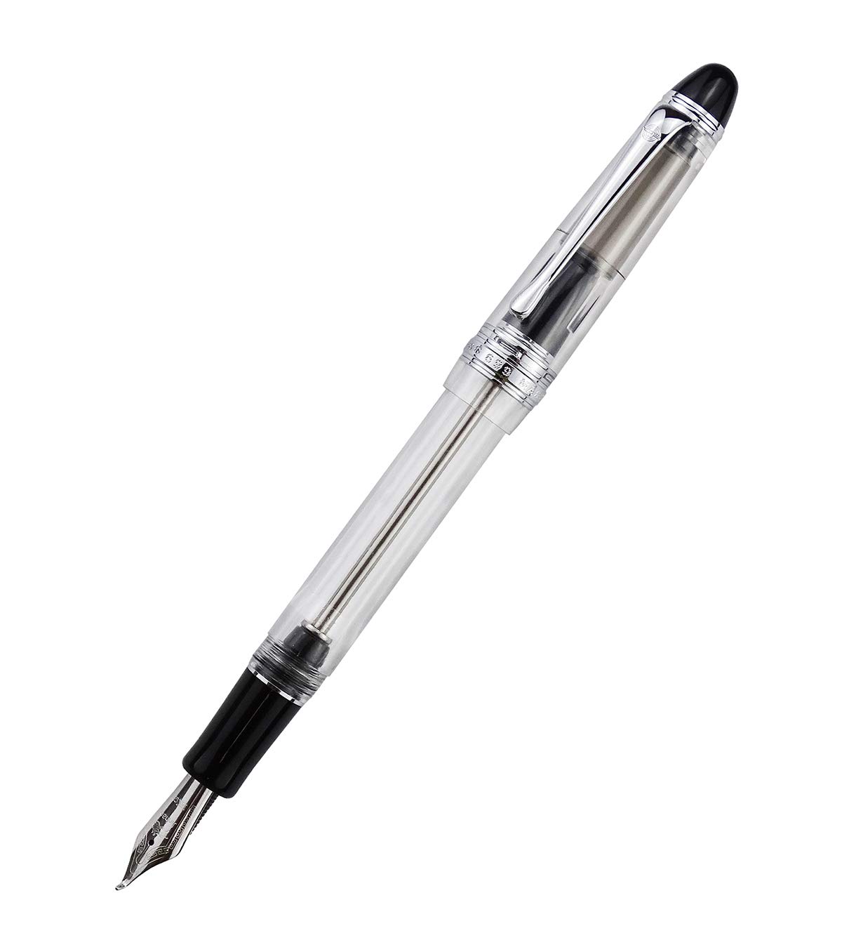 Lanxivi Yongsheng 699 Fountain Pen with Bent Nib (Fude Style) - Fine to Broad Line Variation, Vacuum Filling System, Transparent Clear Acrylic Body - Perfect for Calligraphy, Sketching & Artistic Writing