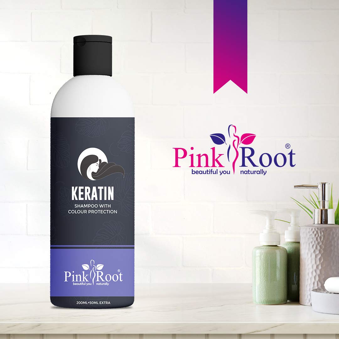 Pink Root Keratin Shampoo for Hair Repair & Growth - 250ml (200ml + 50ml Bonus) - Sulfate-Free, Nourishing Treatment for Dry, Damaged Hair - Perfect for Daily Use & Salon-Quality Results at Home