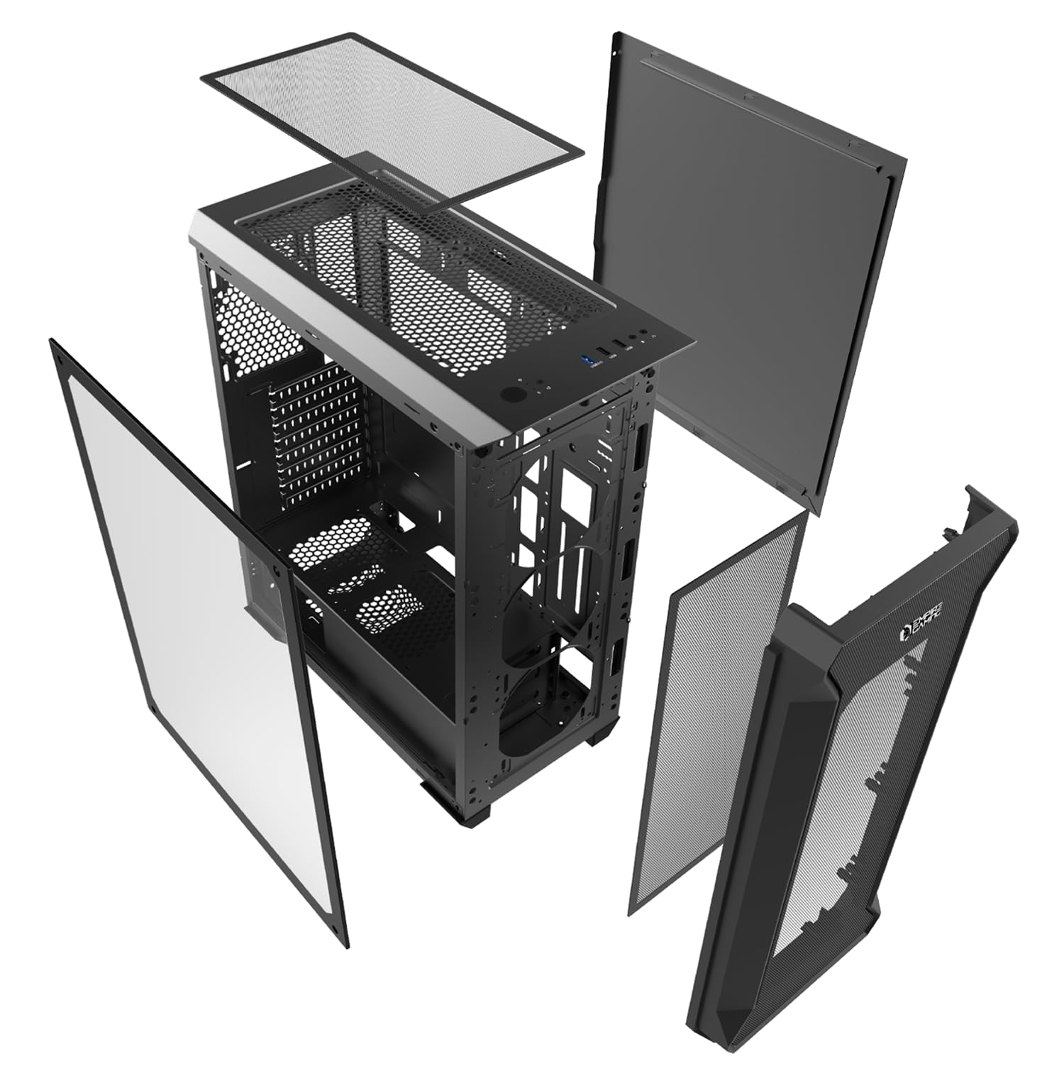 EMPIRE GAMING Darkwitcher Mid-Tower ATX PC Gaming Case with ARGB Lighting - Metal Mesh Front Panel & Tempered Glass Side Panel - Includes 4x 120mm 5V PWM Addressable RGB Fans - High Airflow Gaming PC Case for Ultimate Gaming Setup - Perfect for High-Performance Gaming PCs, Streaming Rigs & Esports Battlestations