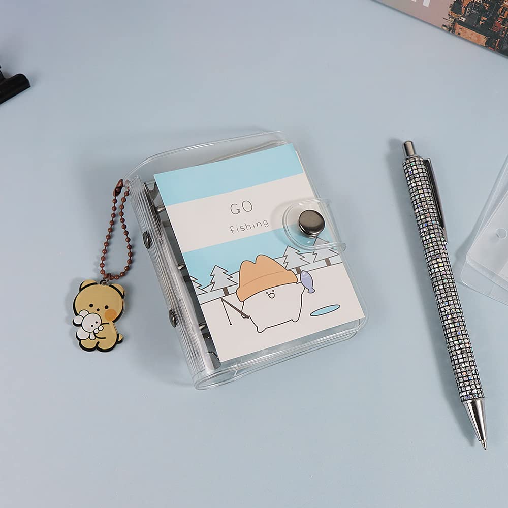 Super Mini Transparent 3-Ring Binder - Clear Soft PVC with Black Round Rings (20mm Diameter) | Snap Closure & Sealing Edge for Notebooks, File Folders & Album Covers | Perfect for School, Office & Home Organization