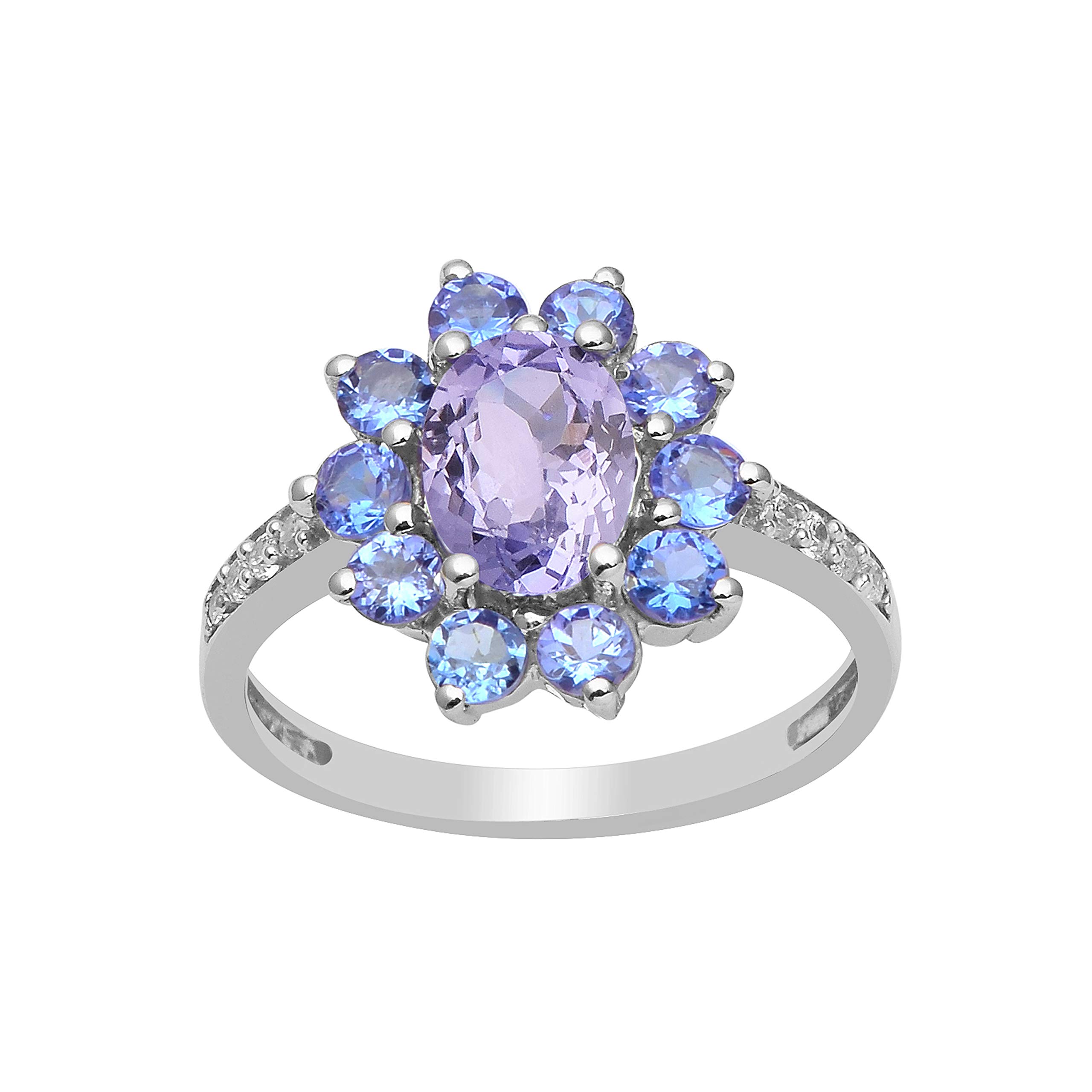 Genuine Tanzanite Gemstone Cluster Ring for Women – Elegant Wedding & Anniversary Jewelry Gift (Size 7) | Perfect for Engagement, Proposal & Special Occasions