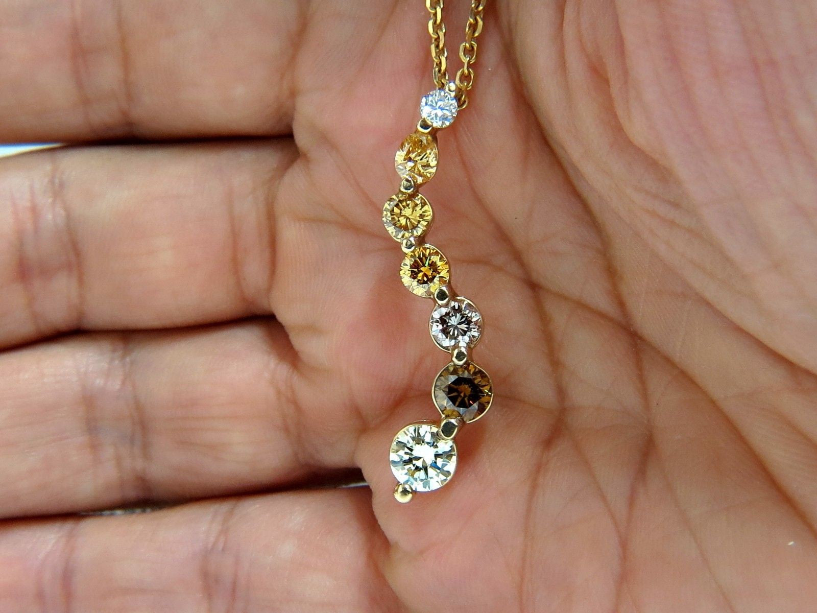2.06CT Natural Fancy Yellow Orange Brown Light Pink Diamond Pendant Necklace - Elegant Jewelry for Weddings, Anniversaries & Special Occasions