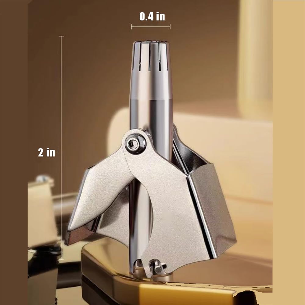 Stainless Steel Manual Nose Hair Trimmer for Men & Women - 12 Teeth V Blade, Waterproof, Painless, Battery-Free Nasal Hair Clipper with Cleaning Brush & Travel Case - Perfect for Travel, Grooming, and Personal Care