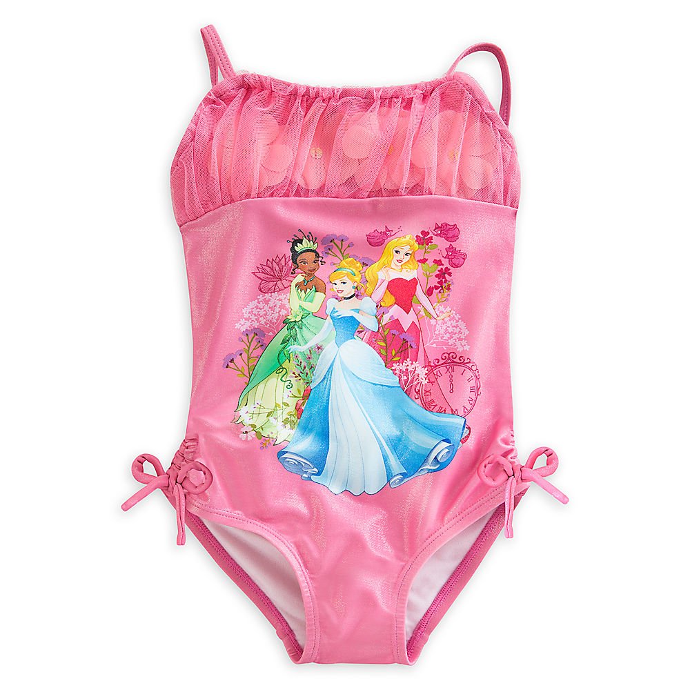 Disney Princess Tiana Cinderella Aurora Wave of Beauty Girls Swimsuit - Perfect for Pool Parties, Beach Vacations & Summer Water Play