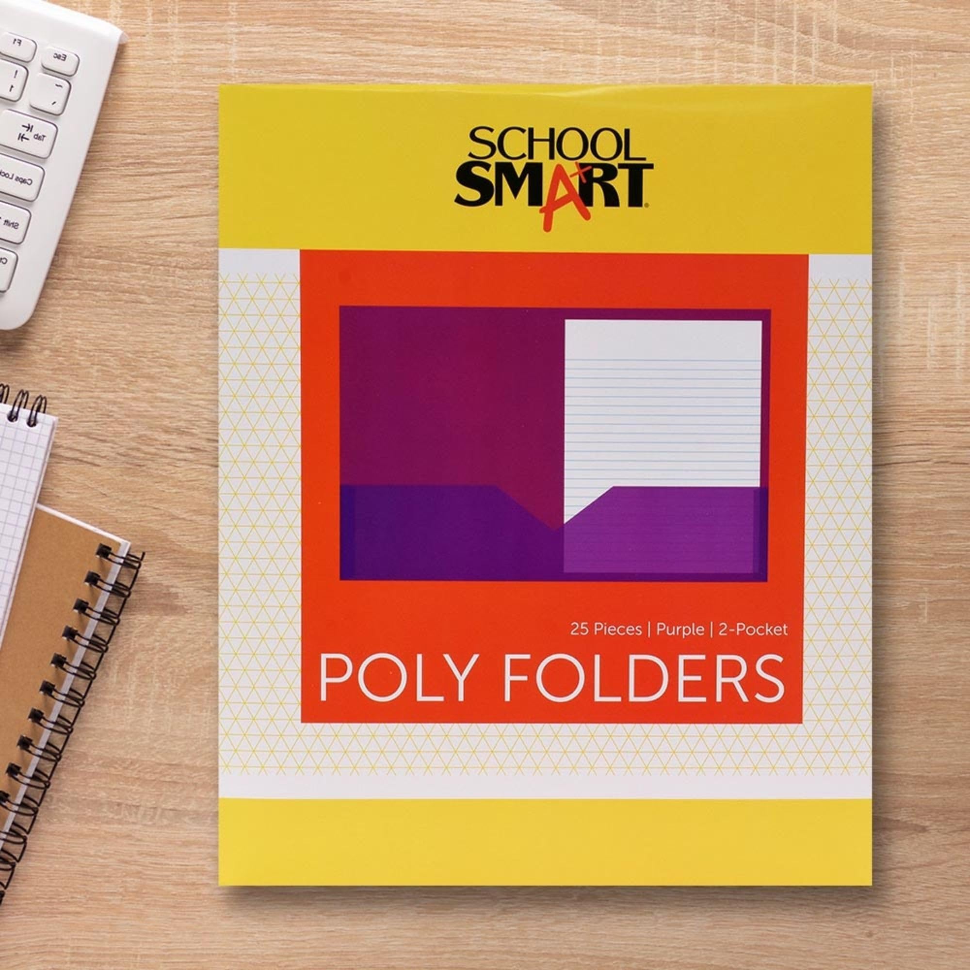 School Smart 2-Pocket Poly Folders - Purple (Pack of 25) | Durable Plastic Folders for Classroom, Office & Home Organization | Perfect for Students, Teachers & Professionals